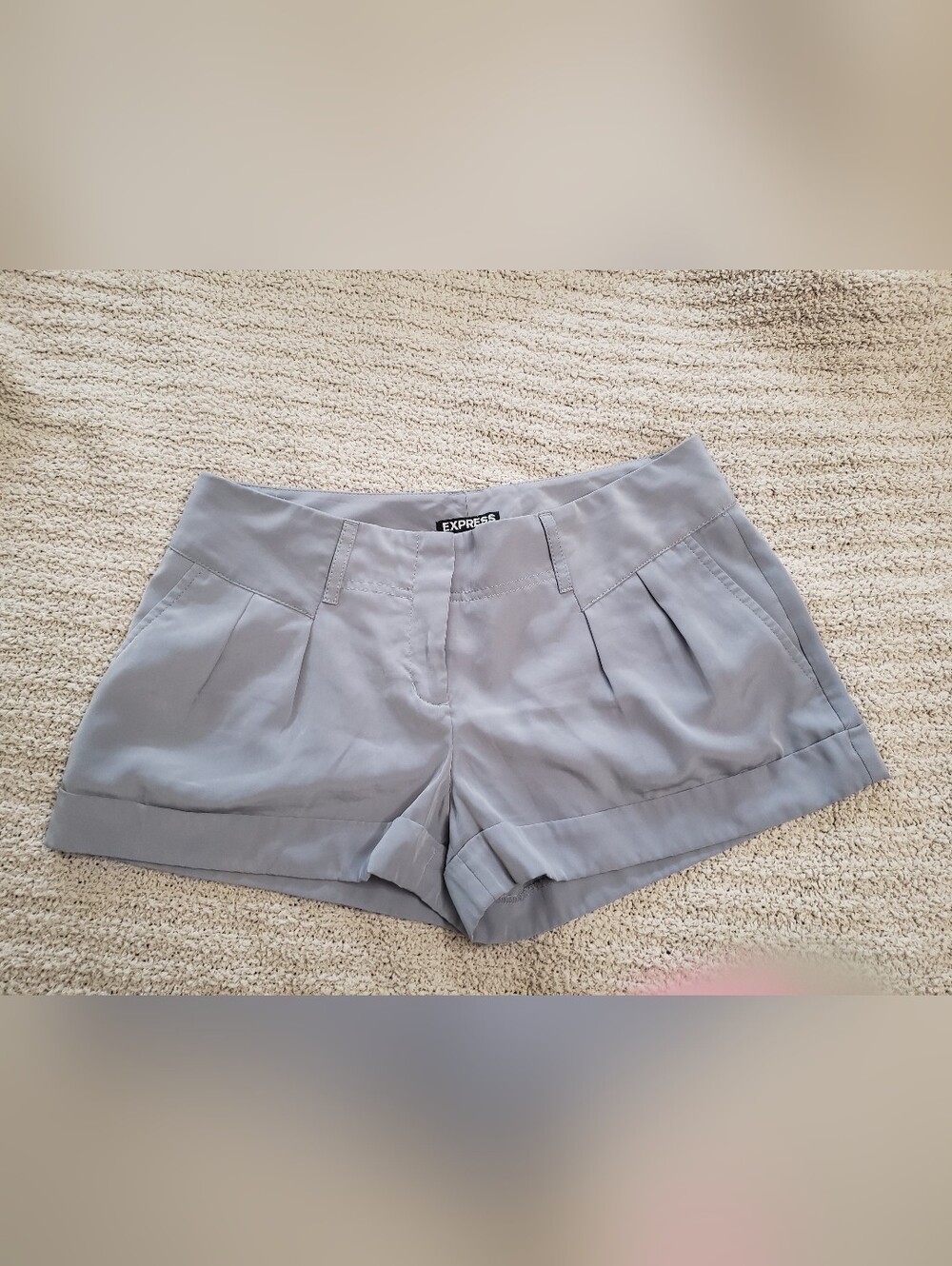 Express Light Gray Pleated Dress Shorts